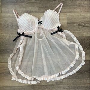Victoria’s Secret Pink and White Striped Babydoll Bombshell Lingerie 36C